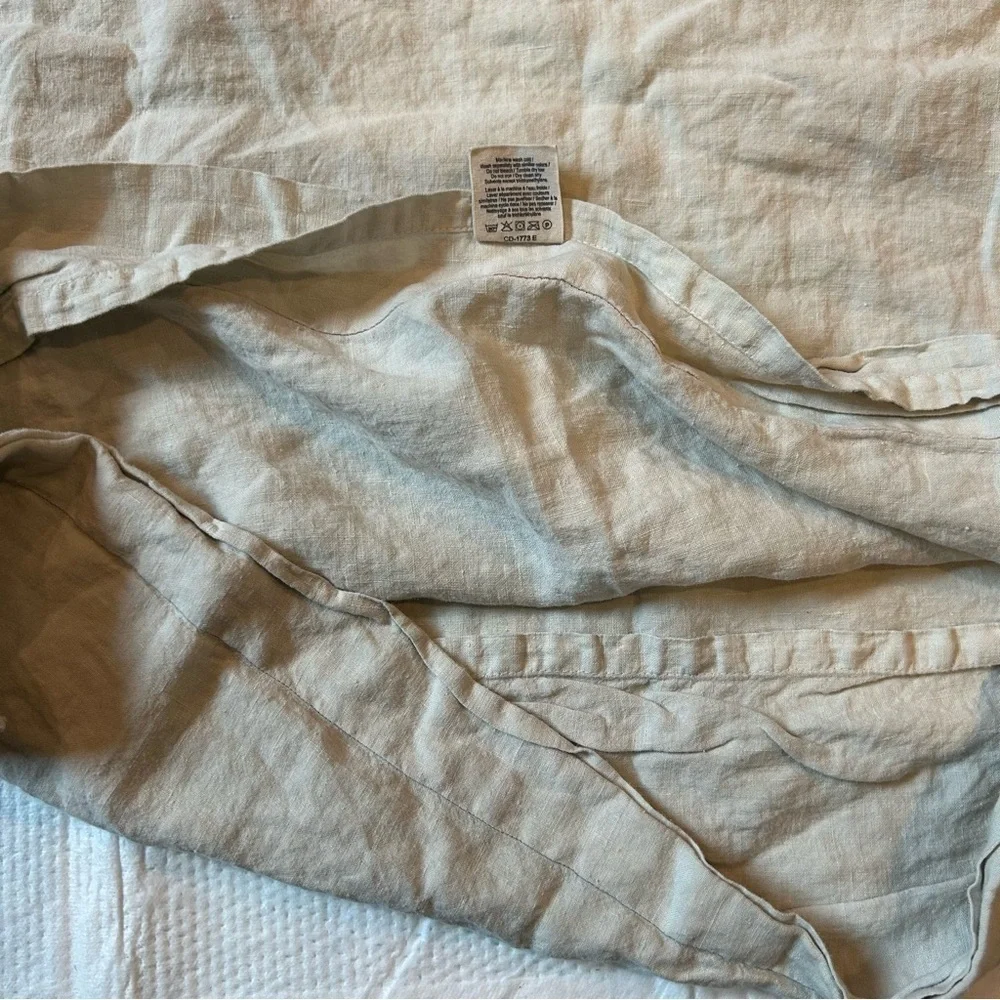 Anthropologie Pillow Shams Set 100% Linen Grey Beige Euro 26x26 French Country